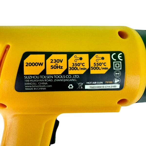Pistola de Aire Caliente 1000w-2000w 300 L/350°c            79100-TOLSEN - Image 2