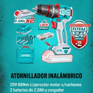 Taladro Percutor Y Atornillador Inalámbrico 20v Sin Carbones TIDLI20668-TOTAL
