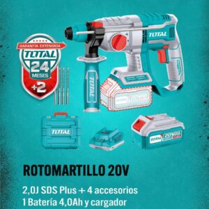 Rotomartillo SDS Plus 20v Batería 4.0Ah - Sin Carbones TRHLI202081-TOTAL
