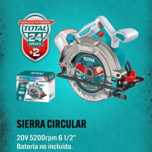 Sierra Circular 6.1/2" Inalámbrica 20v Sin Carbones CUERPO SOLO TSLI1652-TOTAL
