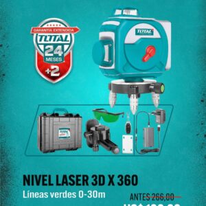 Nivel Láser 360º 30m LUZ VERDE TLL255267-TOTAL